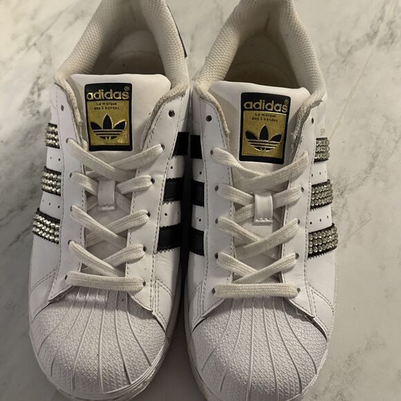 Adidas Superstar Womens Size 7.5 Customized Blinged Out Sneakers C77153 2016 - Picture 2 of 16